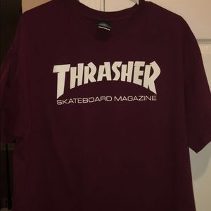 Maroon Thrasher Skateboard Magazine shirt